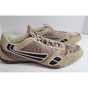 Vintage LA Gear Silk Sneaker Women Size 9 Brown Tan Leather Suede Y2K Track Shoe